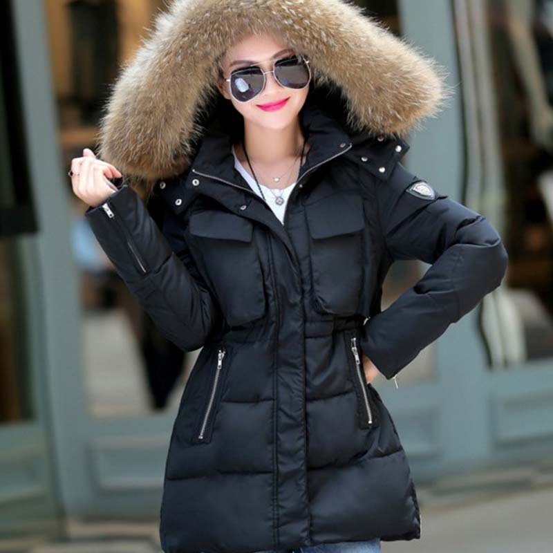 1PC 2015 Winter Jacket Women Thickening Cotton Padded Coat Fur ...